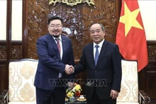 Le chef du bureau présidentiel du Vietnam Le Khanh Hai (à droite) et son homologue mongol Gombojav Zandanshatar. Photo : VNA.