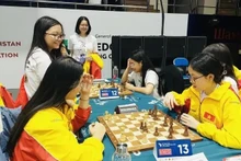 Les joueuses vietnamiennes lors des Championnats d'Asie d'échecs junior 2024. Photo : sggp.org.vn
