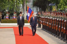Le Président vietnamien, Vo Van Thuong, lors de sa visite officielle au Laos en avril 2023. Photo : VOV.