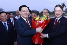 Le Président de l'AN Vuong Dinh Hue quitte Hanoï pour le Cambodge. Photo : VNA.