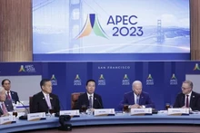Le Président vietnamien, Vo Van Thuong, au Dialogue entre les dirigeants économiques de l'APEC et les invités. Photo : VNA.