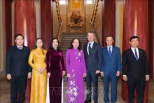 La Vice-Présidente vietnamienne, Vo Thi Anh Xuân et le prince héritier danois Frederik (au centre). Photo : VNA.