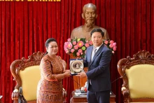 Le vice-secrétaire permanent du Comité du Parti de la ville de Dà Nang, Luong Nguyen Minh Triet et la présidente de la Commission de la santé, des affaires sociales, des anciens combattants, de la jeunesse, du travail, de la formation professionnelle et des affaires féminines du Sénat cambodgien, Mean Som An. Photo : VNA.