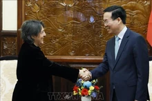 Le Président Vo Van Thuong et l'ambassadrice d'Espagne au Vietnam, Pilar Méndez Jiménez. Photo : VNA