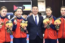 Le Vietnam a rempoté la médaille d’or dans le combat par équipe féminin aux Championnats d'Asie de karaté 2023. Photo: TTVN