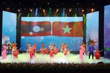 Un numéro artistique lors du programme sur les relations entre le Vietnam et le Laos. Photo: VNA