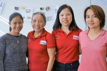 Mme Ngoc Dung Moser (2e à gauche) et les enseignantes de l'école Binh Minh. Photo : thoidai.com.vn