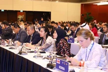 Les délégués participent à la clôture de la 9e Conférence mondiale des jeunes parlementaires. Photo: VNA