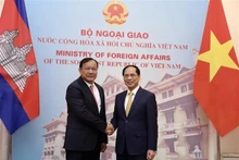Le ministre des Affaires étrangères, Bùi Thanh Son (à droite), et le Vice-Premier ministre et ministre cambodgien des Affaires étrangères et de la Coopération internationale, Prak Sokhonn. Photo : VNA. 