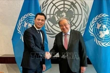 L'ambassadeur Dang Hoang Giang (gauche), chef de la mission permanente du Vietnam auprès des Nations Unies (ONU) et le secrétaire général de l'ONU, António Guterres. Photo : VNA.