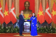 La Vice-Présidente Vo Thi Anh Xuân (à droite) et le Prince héritier du Danemark Frederik. Photo : VNA.