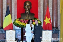 Le Président Vo Van Thuong reçoit la Présidente du Sénat belge, Stephanie D'Hose. Photo : VNA.