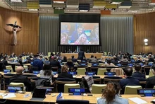 L'ambassadeur Dang Hoàng Giang, chef de la Mission permanente du Vietnam auprès de l'ONU, prend la parole lors de la discussion. Photo : VNA.