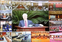 Le Secrétaire général du Parti Nguyên Phu Trong lors de la conférence nationale organisée en présentiel et en ligne, à Hanoi, le 29 novembre. Photo : VNA.