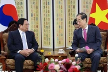 Le Premier ministre Pham Minh Chinh (à gauche) et son homologue sud-coréen, Han Duck Soo, le 2 juillet à Séoul. Photo : VNA.