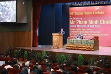 Le Premier ministre Pham Minh Chinh prononce un discours politique prononcé jeudi 1er août au Conseil indien des affaires mondiales (ICWA) à New Delhi, le 1er août 2024. Photo : VNA.