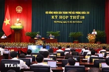 Le président de l’Assemblée nationale (AN), Tran Thanh Man, s'exprime lors de l’ouverture de la 18e session du Conseil populaire de la ville de Hai Phong (au Nord-Est du Vietnam) du 16e mandat (2021-2026). Photo : VNA.