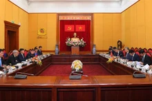 Vue de l’entretien entre le ministre vietnamien de la Sécurité publique Tô Lâm et le ministre mongol de la Justice et de l’Intérieur, Khishgee Nyambaatar, à Hanoi, le 11 septembre. Photo : dangcongsan.vn