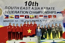 La sélection du Vietnam a remporté la première place aux Championnats de karaté d'Asie du Sud-Est 2023 tenus aux Philippines. Photo : thethaovietnamplus.vn