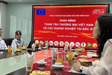 Séance de travail entre le service commercial de l’ambassade du Vietnam en Suède et l'Association des entreprises du Vietnam en Suède avec le Service de l'industrie et du commerce de la province de Ninh Binh et un certain nombre d'entreprises provinciales. Photo : congthuong.vn.