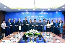Cérémonie de signature de coopération entre le groupe Hoa Phat a signé un contrat et le groupe allemand SMS, le 29 mai à Hanoi. Photo : congthuong.vn