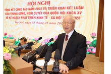 Le Secrétaire général du Parti Nguyên Phu Trong, lors de la visioconférence entre le gouvernement et les localités tenue ce mardi 3 janvier à Hanoï. Photo : VNA.