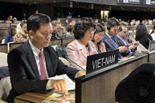Le vice-ministre vietnamien des Affaires étrangères, Hà Kim Ngoc, à la 216e session du Conseil exécutif de l’UNESCO. Photo : VNA.
