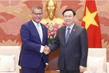 Le Président de l'Assemblée nationale Vuong Dinh Huê (à droite) et Alok Kumar Sharma, ministre britannique et président de la COP26. Photo : VNA
