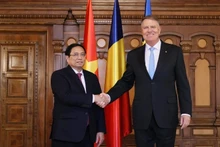Le Premier ministre Pham Minh Chinh (à gauche) et le Président roumain, Klaus Iohannis. Photo : NDEL.