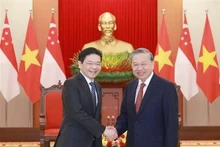 Le secrétaire général du Parti communiste du Vietnam (PCV), Tô Lâm (droite), et le Premier ministre de Singapour, Lawrence Wong. Photo : VNA.