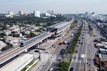 Section surélevée de la ligne de métro N°1 Bên Thành - Suôi Tiên. Photo : VNA.
