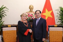 Le ministre des Affaires étrangères Bùi Thanh Son et l'ancienne Présidente chilienne, Michelle Bachelet Jeria. Photo : VNA.