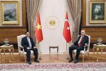 Le Premier ministre Pham Minh Chinh (à gauche) lors de son entrevue avec le Président Recep Tayyip Erdoğan. Photo : VNA.