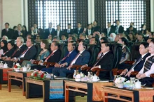 Le thème de l'Assemblée générale de l'AIPA-45 « Le rôle de l'AN dans le renforcement de la connectivité et la croissance inclusive de l'ASEAN ». Photo : VNA.