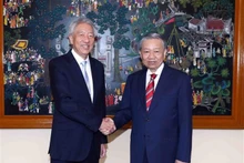 Le ministre de la Séurité publique Tô Lâm (à droite) et le ministre senior singapourien, ministre coordinateur chargé de la sécurité nationale Teo Chee Hean, à Hanoi, le 16 novembre. Photo : VNA