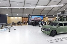 Le stand de Kia Corp au Salon de l'aérospatiale et de la défense de Séoul 2023. Photo : YONHAP/VNA