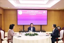 Les présidents des Assemblées nationales du Vietnam, du Laos et du Cambodge. Photo : VNA.