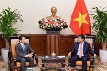 Le vice-ministre des Affaires étrangères Nguyên Minh Vu (à droite) et le président de l'Alliance d'Amitié parlementaire Japon - Vietnam à Kobé, Murano Seiichi. Photo : VNA.