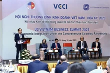 Le Vice-Premier ministre Trân Luu Quang s'exprime lors du 6e Sommet des affaires Vietnam - États-Unis à Hanoi. Photo : VNA.