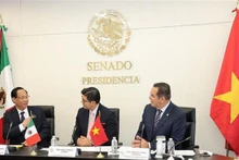 Rencontre entre le général de corps d'armée Trân Quang Phuong, vice-président de l'Assemblée nationale vietnamienne, et le premier vice-président du Sénat mexicain, Sergio Pérez Flores. Photo: VNA.