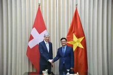 Bùi Hà Nam (droite), directeur du Département des affaires européennes au ministère des Affaires étrangères (AE), et Heinrich Schellenberg, chef de la Division Asie-Pacifique du Département fédéral des affaires étrangères (DFAE) de la Suisse (gauche). Photo : VNA.