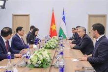 Le Premier ministre (PM) vietnamien Pham Minh Chinh (2e, à gauche) et le président ouzbek Shavkat Mirziyoyev, à Kazan, en Russie. Photo : VNA.