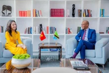 L'ambassadrice du Vietnam en Tanzanie, Vu Thanh Huyen et le ministre hôte des Affaires étrangères et de la Coopération de l'Afrique de l'Est, January Yusuf Makamba. Photo : VNA.