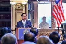 Le Premier ministre Pham Minh Chinh à l'Université de Georgetown | Photo: VOV