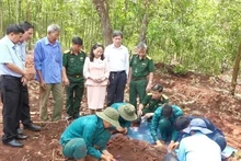 Les forces fonctionnelles ont déterré des tombes avec de nombreux ossements et objets. Photo: qdnd.vn