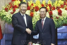 Le président de la République socialiste du Vietnam, Vo Van Thuong, et le secrétaire général du Comité central du Parti communiste chinois (PCC) et président de la République populaire de Chine, Xi Jinping. Photo: VNA