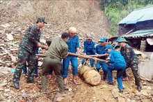 Opération déminage dans la commune de Xa Luong (district de Tuong Duong, province de Nghê An). Photo : VNA.