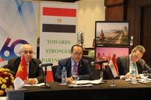 L’ambassadeur du Vietnam en Égypte Nguyên Huy Dung (centre) s'exprime lors de l'événement. Photo: VNA