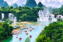 La cascade de Ban Gioc est un site patrimonial situé dans le géoparc mondial UNESCO Non Nuoc Cao Bang. Photo : VNA.