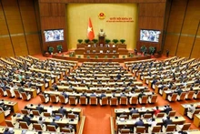 Une séance de travail dans le cadre de la 9e session extraordinaire de l’Assemblée nationale. Photo : VNA.